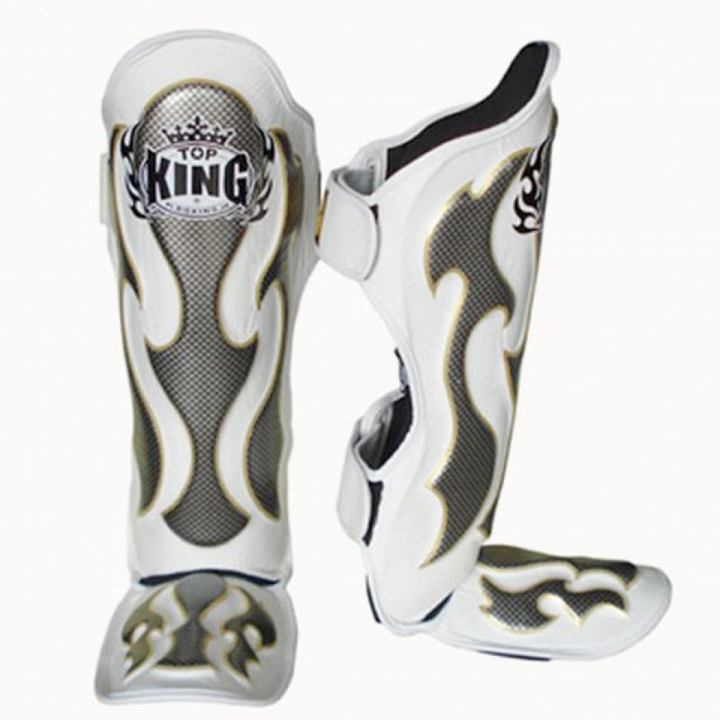 Top King White / Silver "Empower" Shin Guards