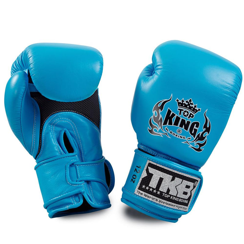Top King Neon Blue "Double Lock" Boxing Gloves [Air Version]