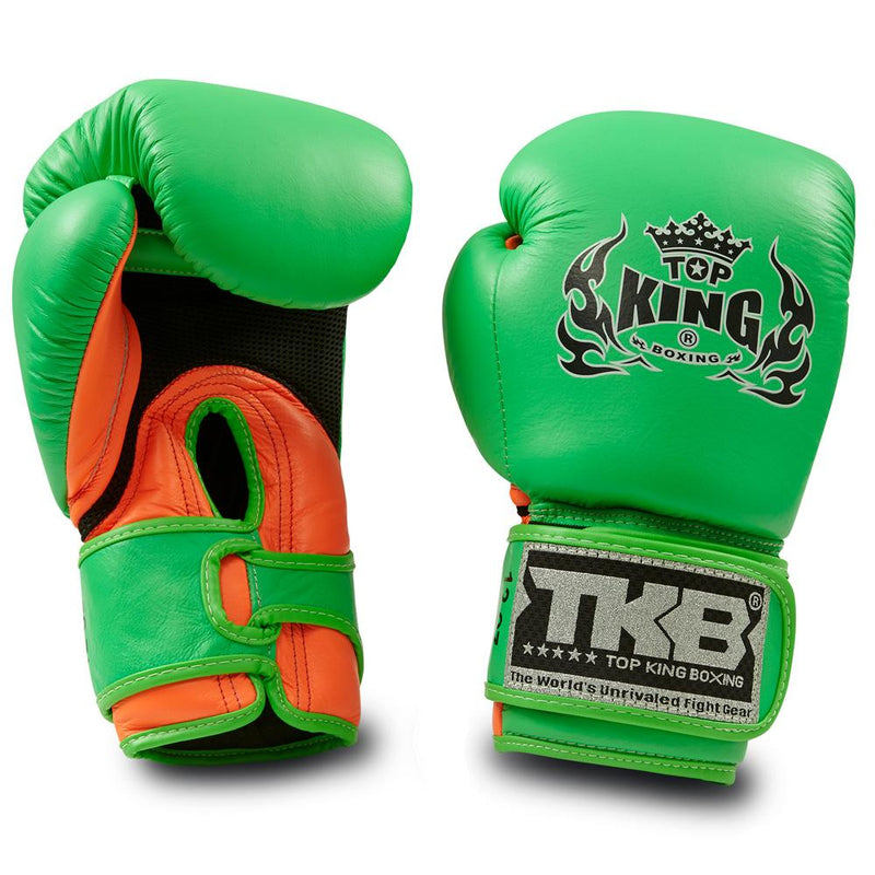 Top King Neon Green / Orange "Double Lock" Boxing Gloves [Air Version]