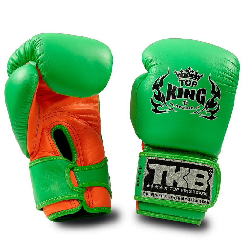 Top King Neon Green / Orange "Double Lock" Boxing Gloves