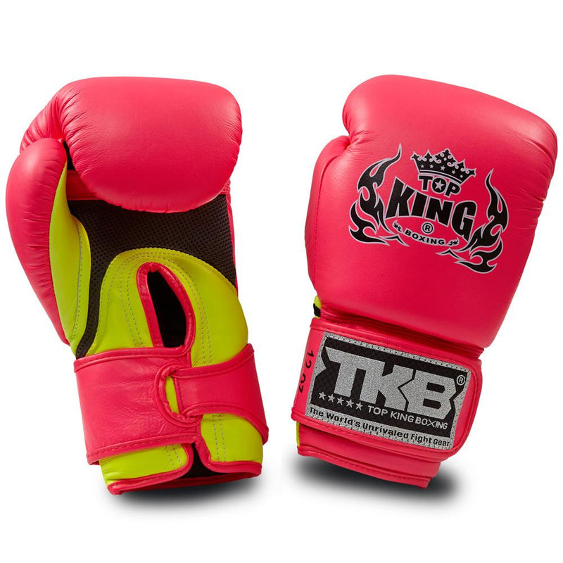 Top King Neon Pink / Yellow "Double Lock" Boxing Gloves [Air Version]