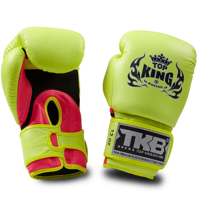 Top King Neon Yellow / Pink "Double Lock" Boxing Gloves [Air Version]