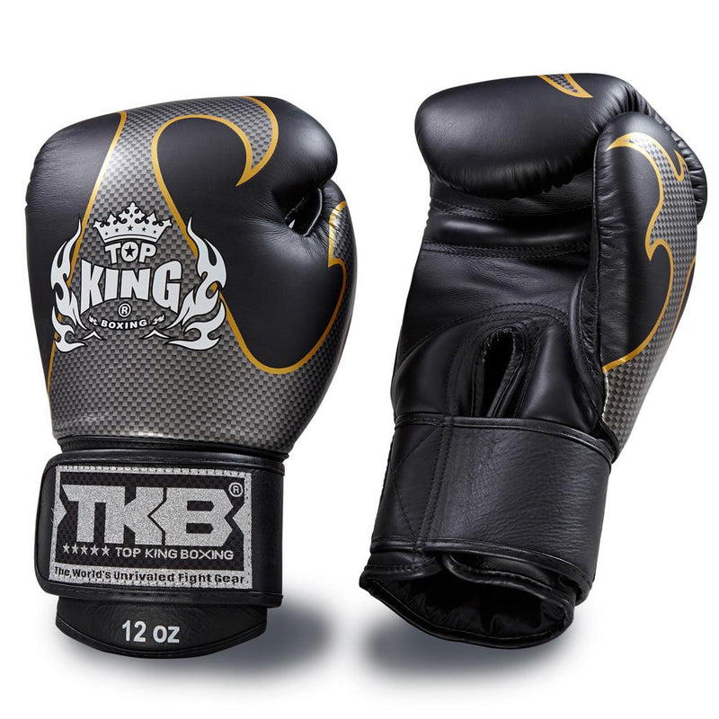 Top King Black / Silver "Empower" Boxing Gloves
