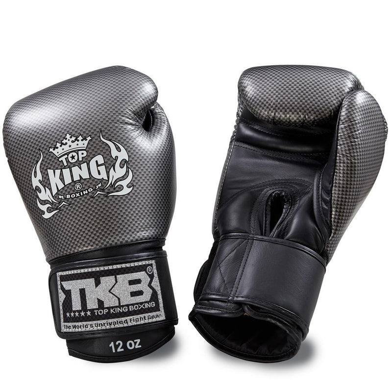 Top King Silver / Black "Empower" Boxing Gloves