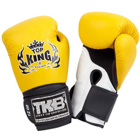 Top King Yellow / White with Black Cuff "Super Air" Boxing Gloves