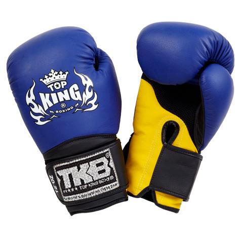 Top King Blue / Yellow with Black Cuff "Super Air" Boxing Gloves