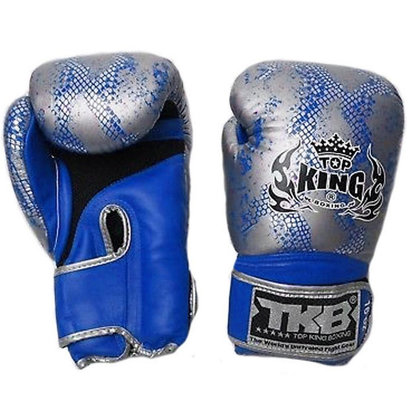 Top King Silver / Blue "Snake" Boxing Gloves