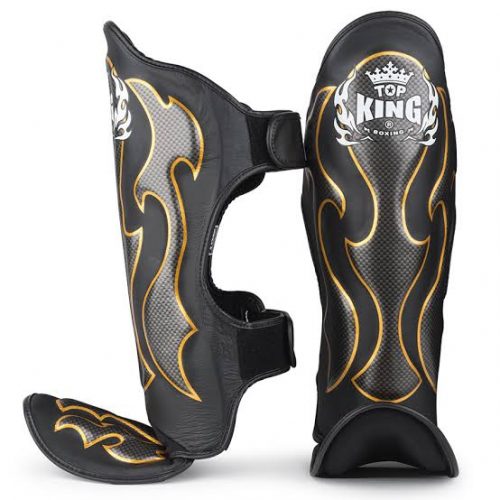 Top King Black / Silver "Empower" Shin Guards