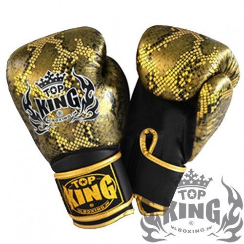 Boxing Gloves - Top King Gold / Black "Snake" Boxing Gloves