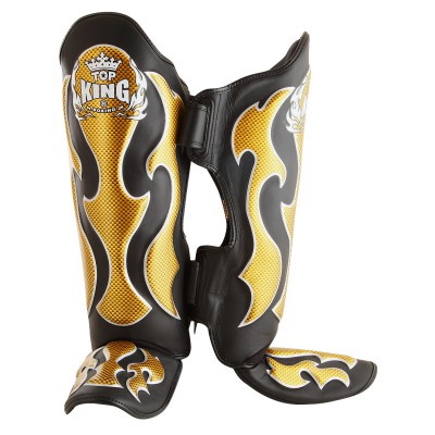 Top King Black / Gold "Empower" Shin Guards